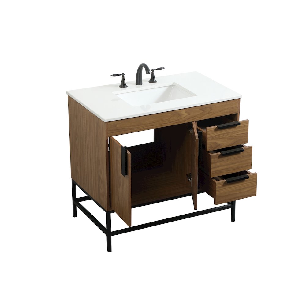 36 inch Single bathroom vanity in walnut brown