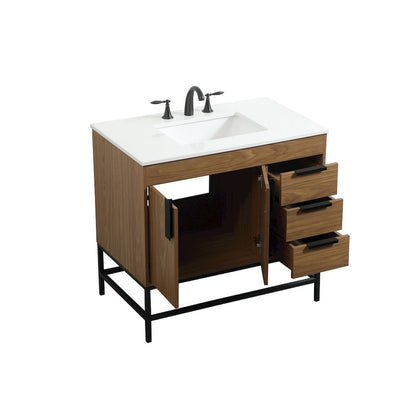 36 inch Single bathroom vanity in walnut brown