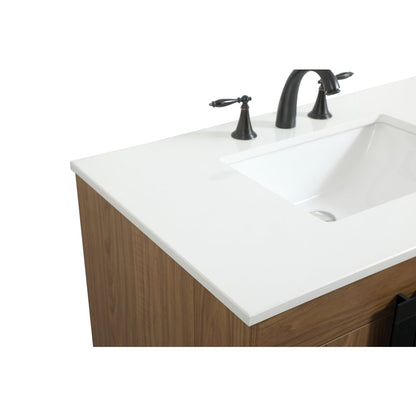 36 inch Single bathroom vanity in walnut brown