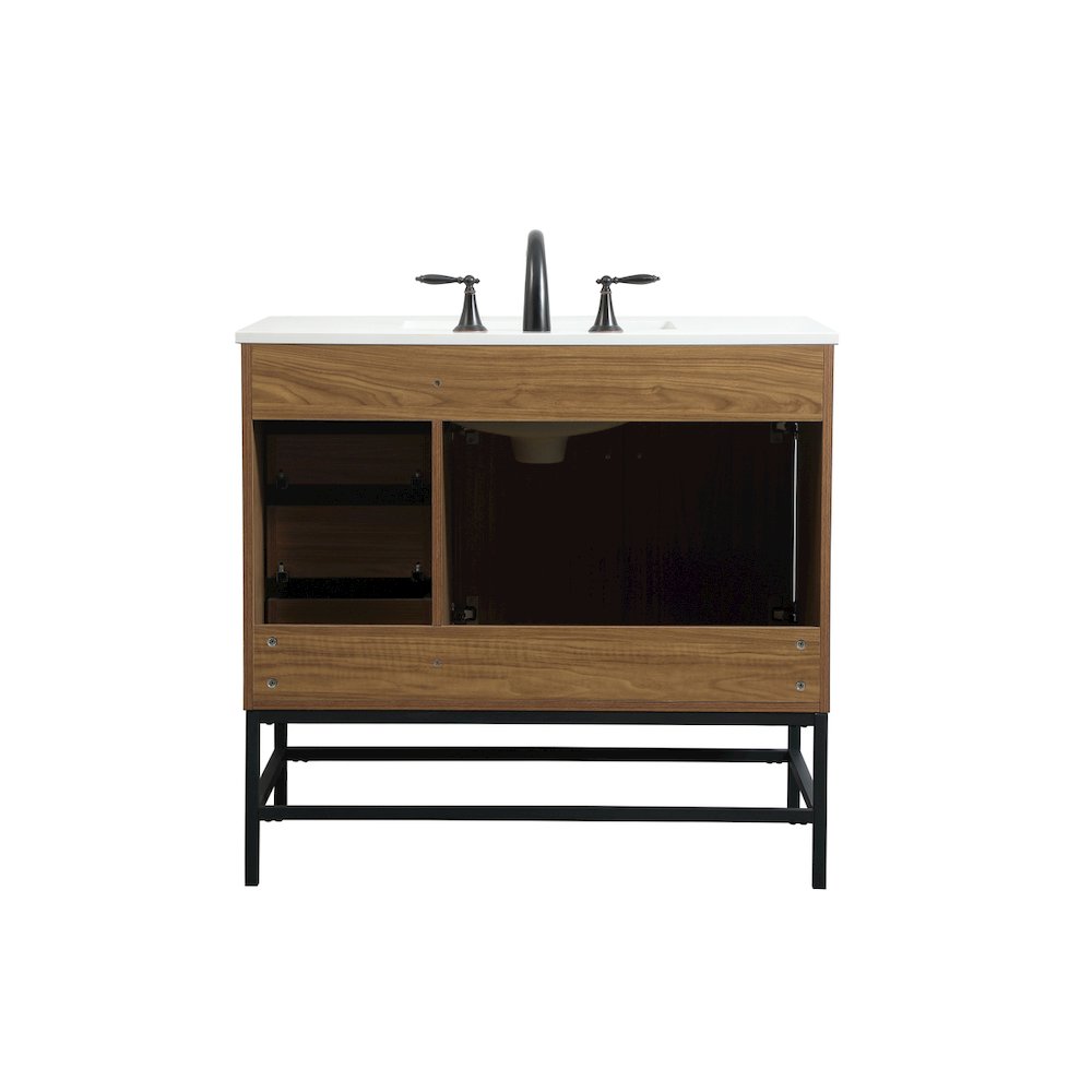 36 inch Single bathroom vanity in walnut brown