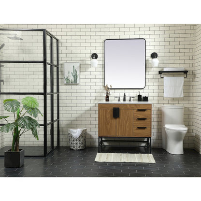 36 inch Single bathroom vanity in walnut brown