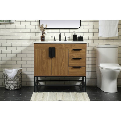 36 inch Single bathroom vanity in walnut brown