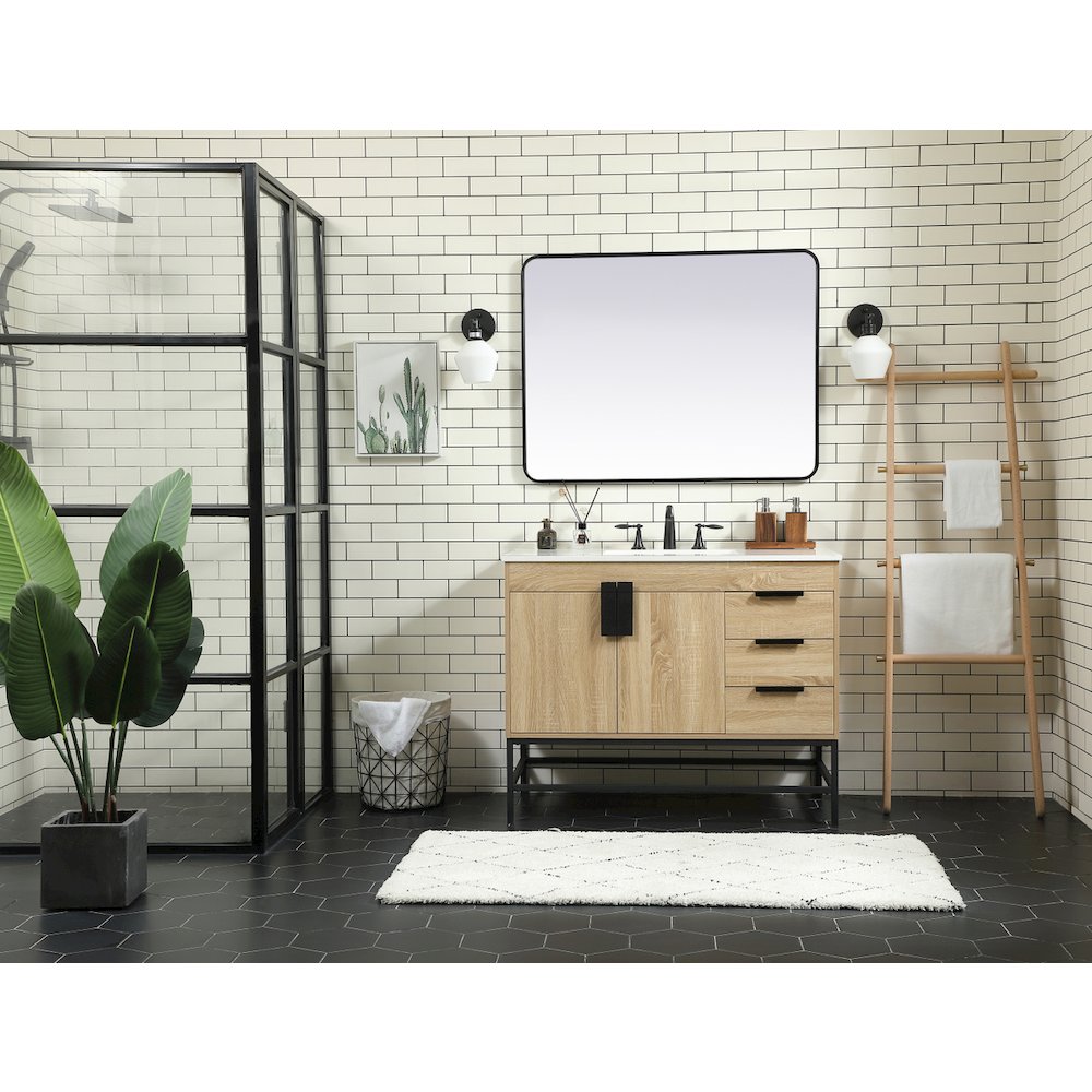 42 inch Single bathroom vanity in mango wood