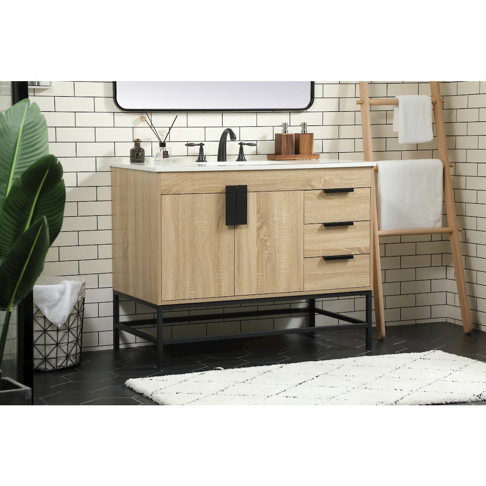 42 inch Single bathroom vanity in mango wood