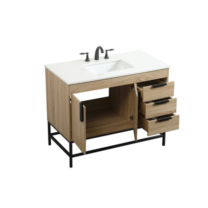42 inch Single bathroom vanity in mango wood