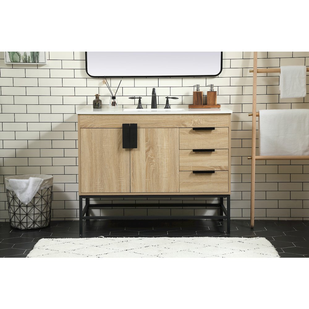 42 inch Single bathroom vanity in mango wood