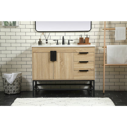 42 inch Single bathroom vanity in mango wood