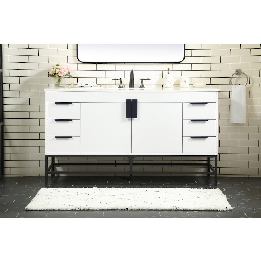 60 inch Single bathroom vanity in white