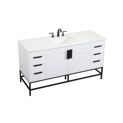 60 inch Single bathroom vanity in white