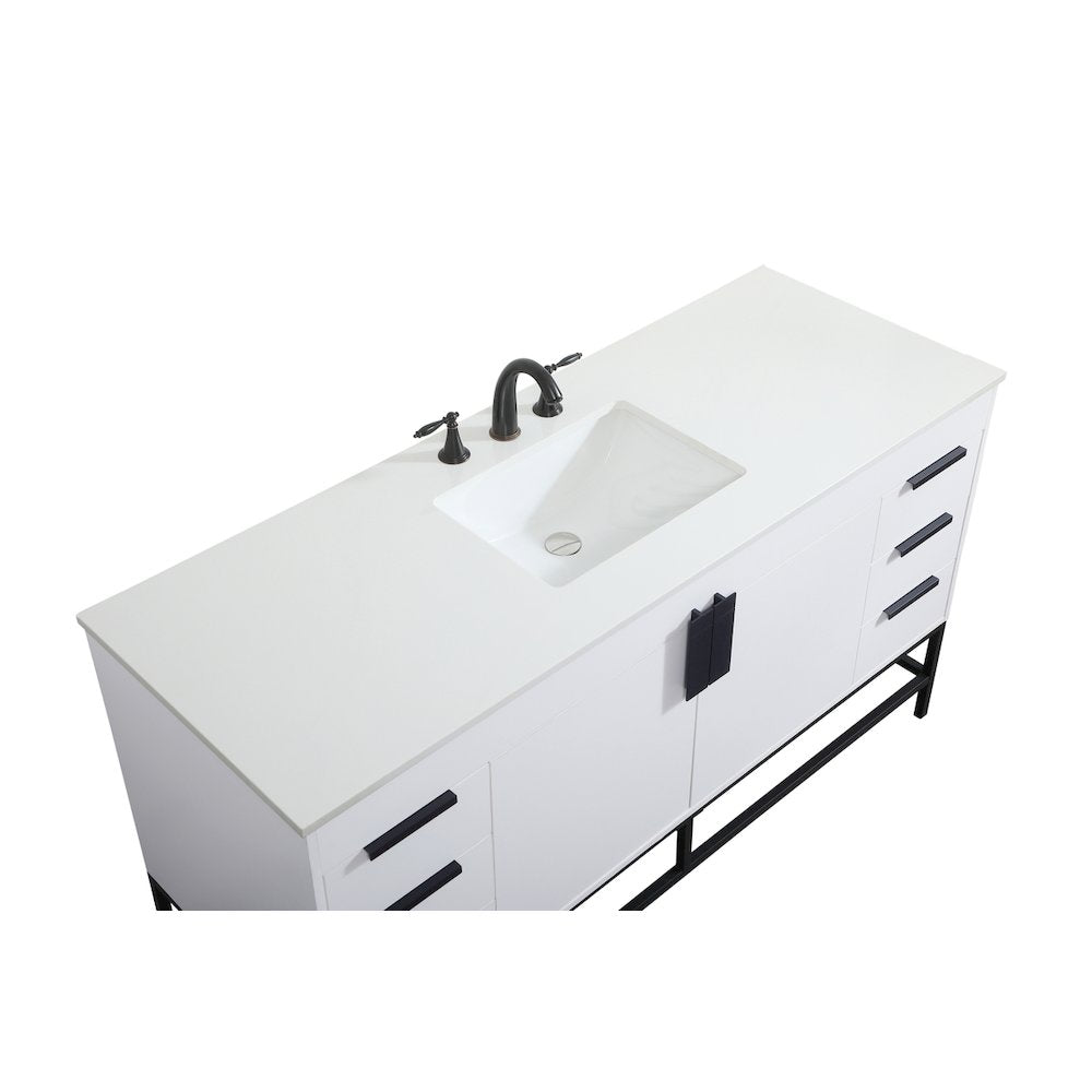 60 inch Single bathroom vanity in white