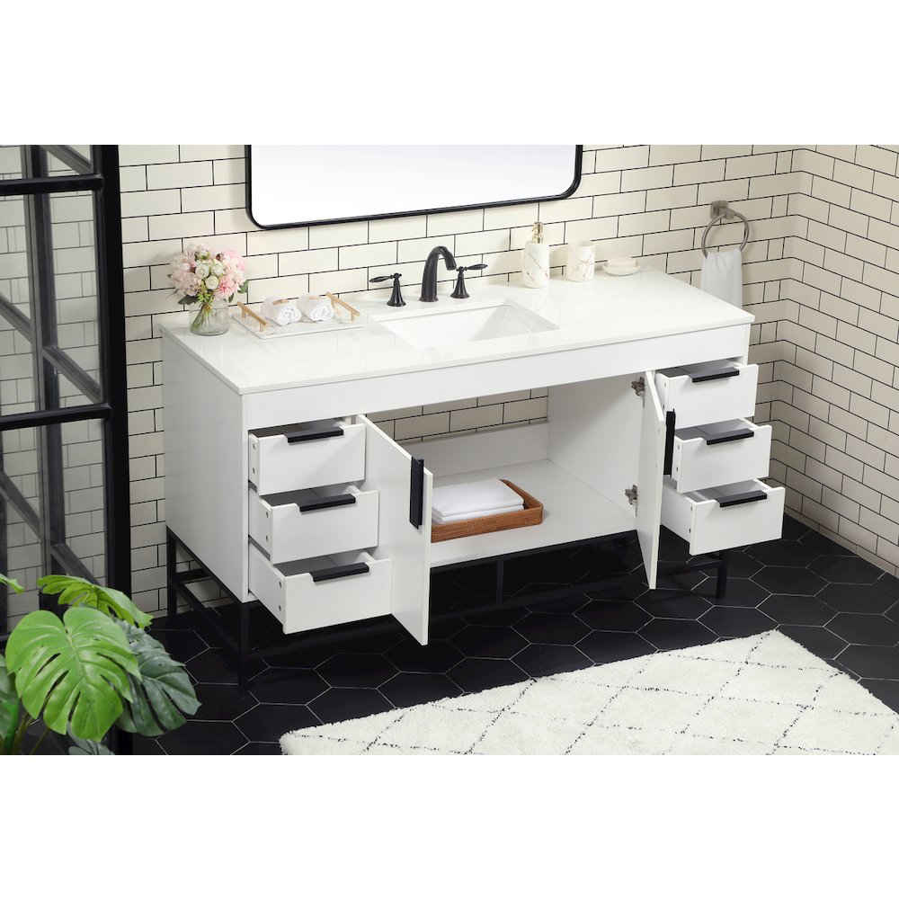 60 inch Single bathroom vanity in white