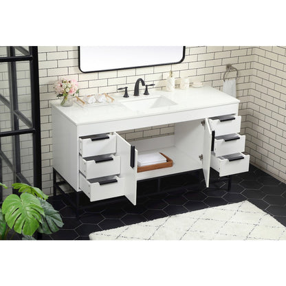 60 inch Single bathroom vanity in white