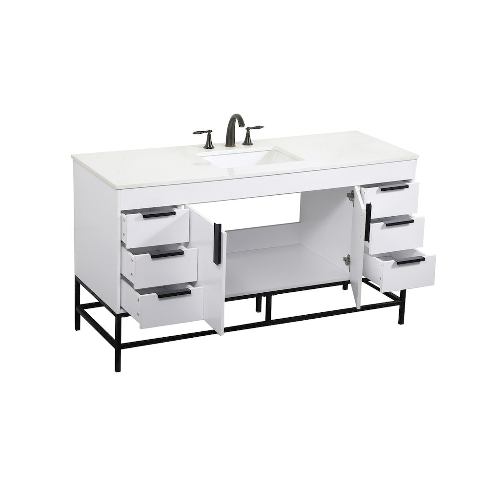 60 inch Single bathroom vanity in white