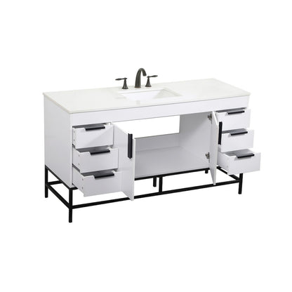 60 inch Single bathroom vanity in white