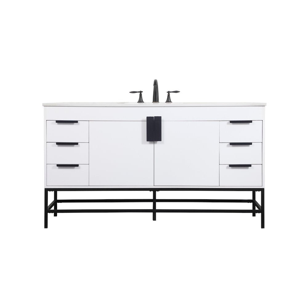 60 inch Single bathroom vanity in white