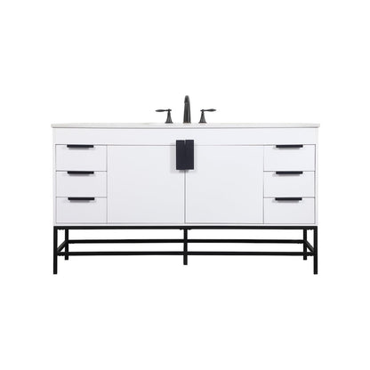 60 inch Single bathroom vanity in white