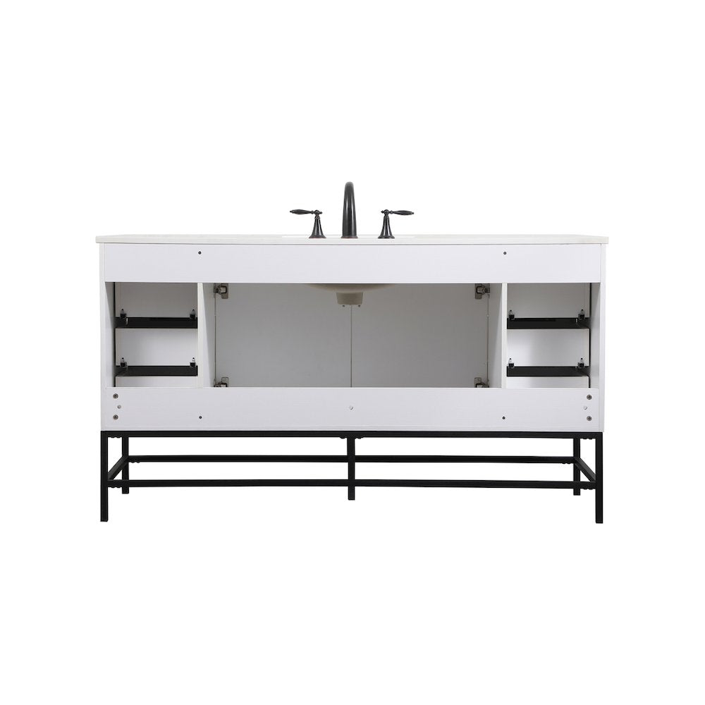 60 inch Single bathroom vanity in white