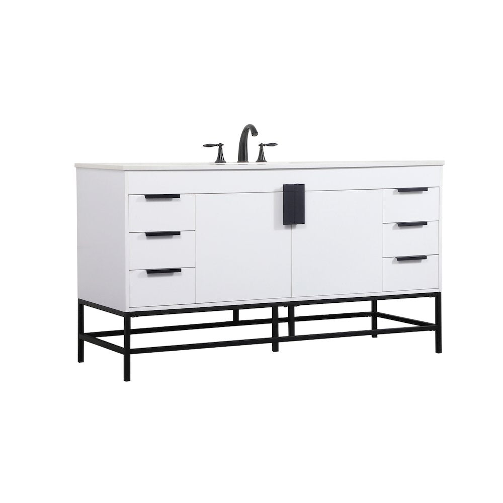 60 inch Single bathroom vanity in white