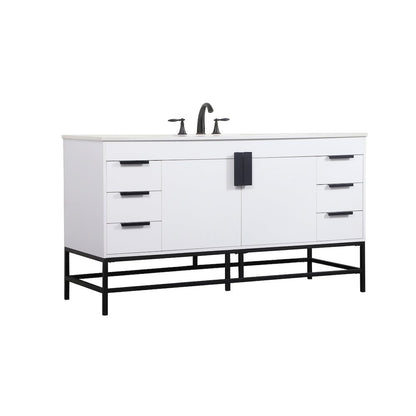 60 inch Single bathroom vanity in white