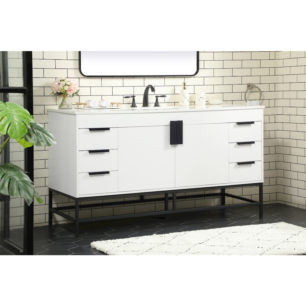 60 inch Single bathroom vanity in white