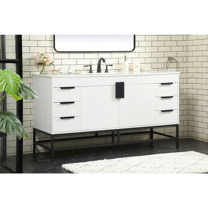 60 inch Single bathroom vanity in white