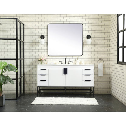 60 inch Single bathroom vanity in white
