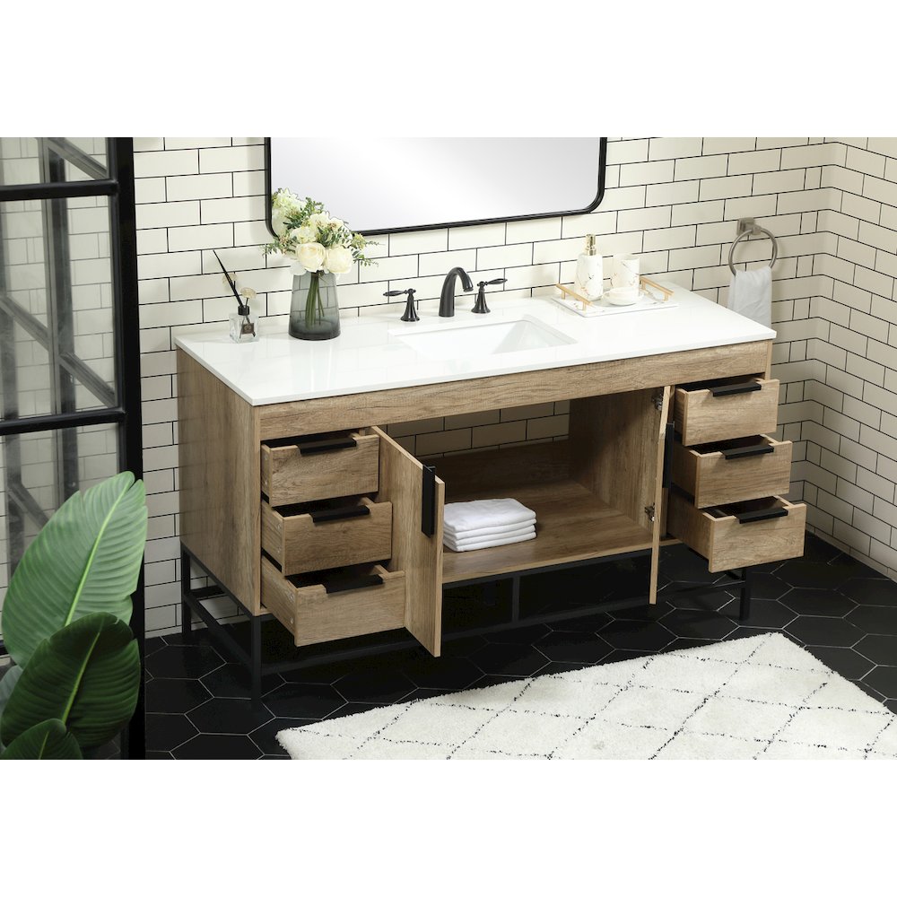 60 inch Single bathroom vanity in natural oak