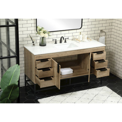 60 inch Single bathroom vanity in natural oak