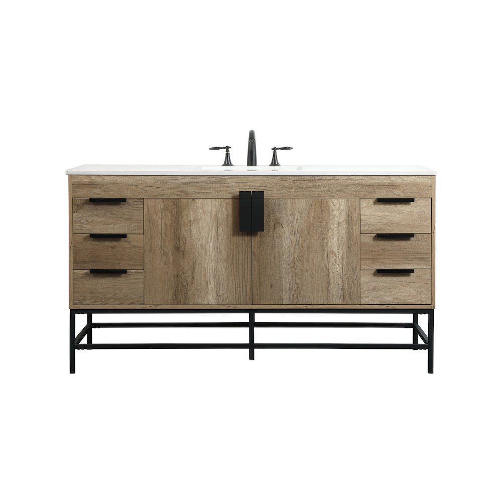 60 inch Single bathroom vanity in natural oak