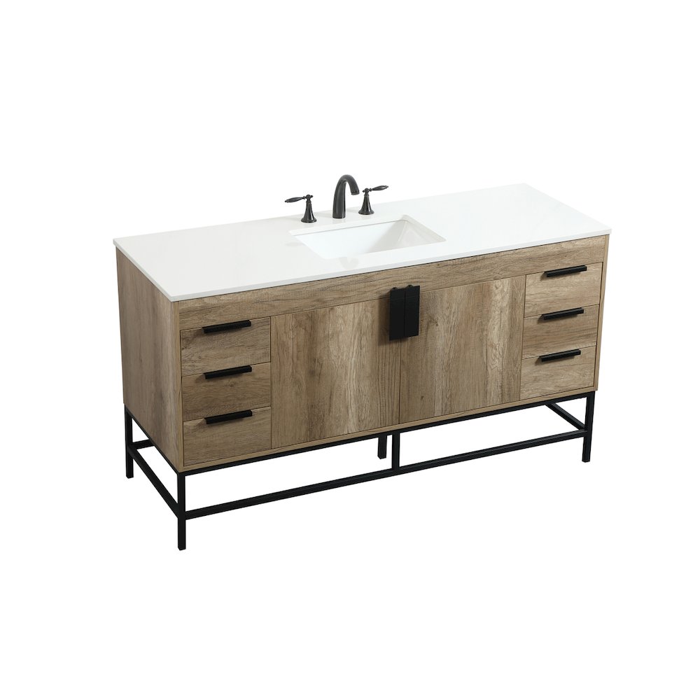 60 inch Single bathroom vanity in natural oak