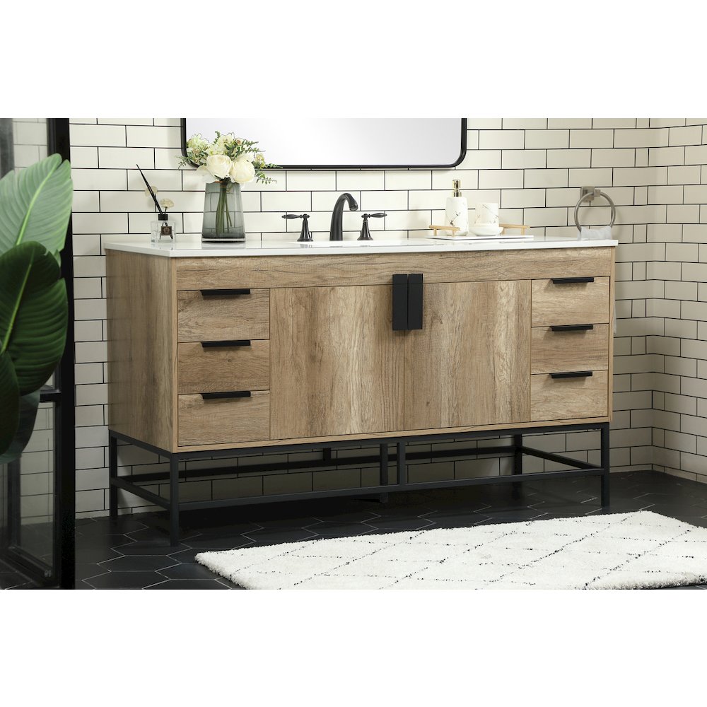 60 inch Single bathroom vanity in natural oak