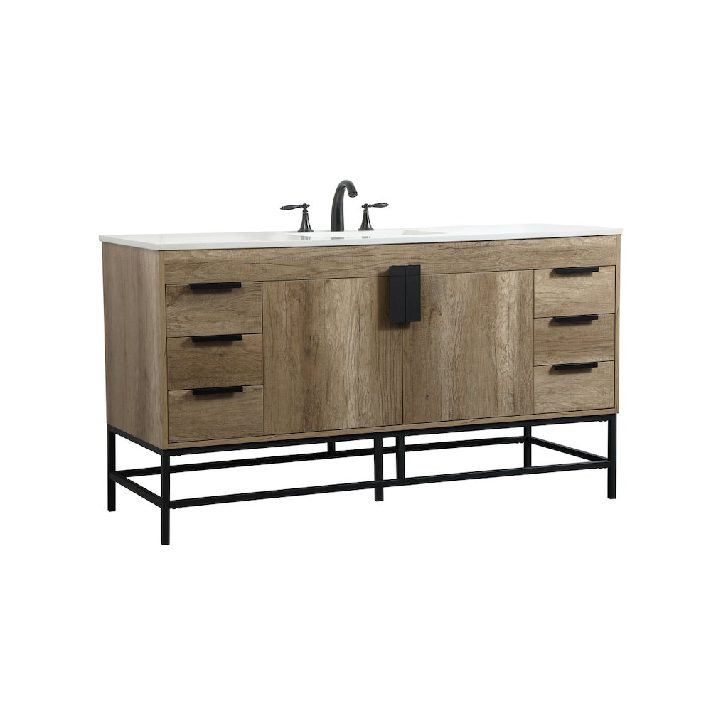 60 inch Single bathroom vanity in natural oak