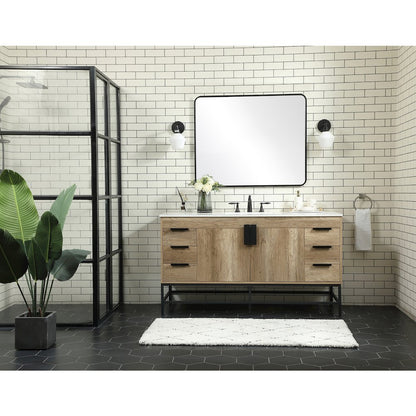 60 inch Single bathroom vanity in natural oak