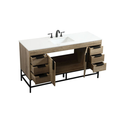 60 inch Single bathroom vanity in natural oak