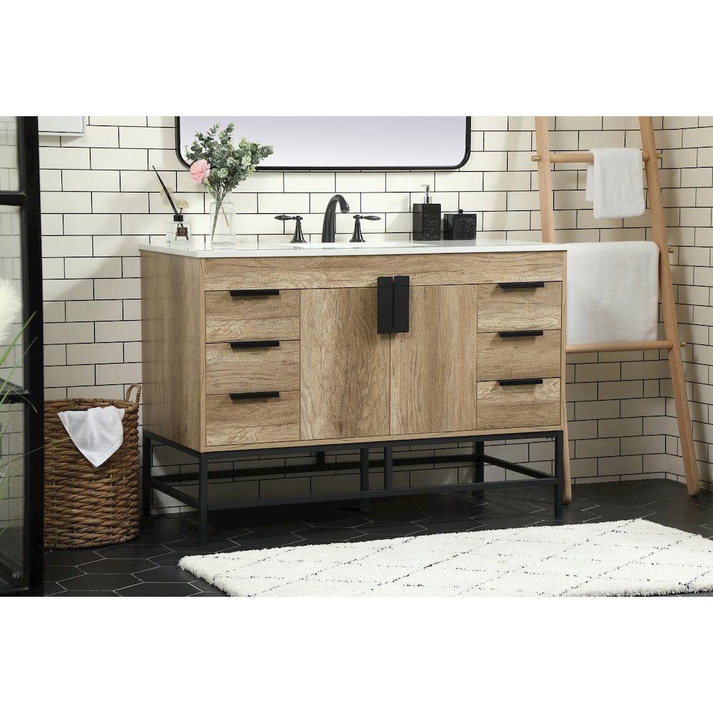 48 inch Single bathroom vanity in natural oak