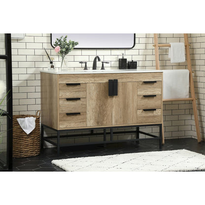 48 inch Single bathroom vanity in natural oak