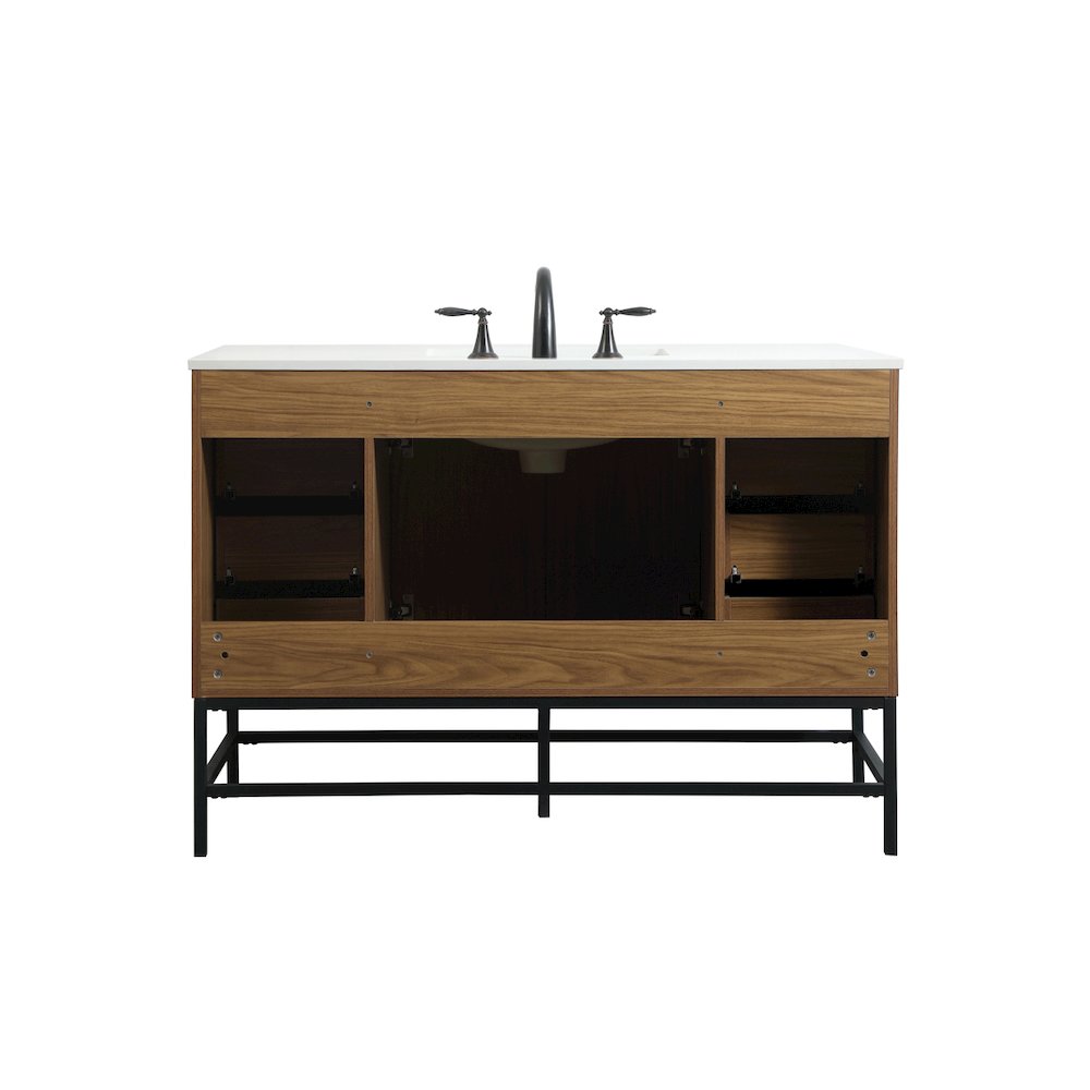 48 inch Single bathroom vanity in walnut brown
