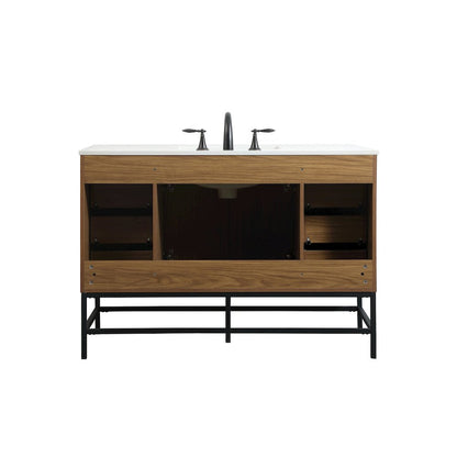 48 inch Single bathroom vanity in walnut brown
