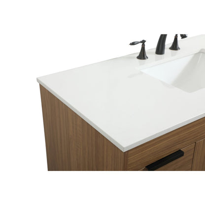 48 inch Single bathroom vanity in walnut brown