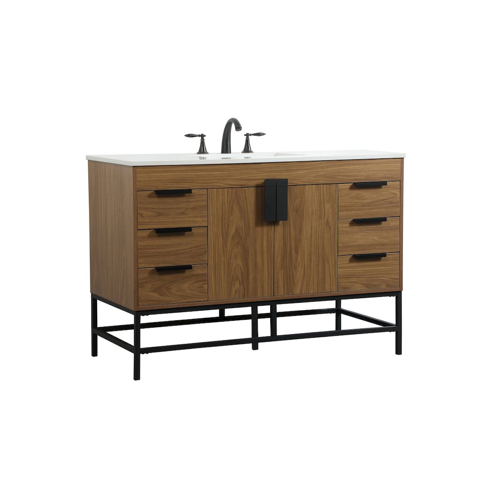 48 inch Single bathroom vanity in walnut brown