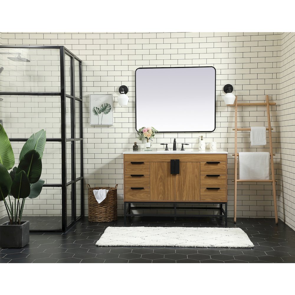 48 inch Single bathroom vanity in walnut brown