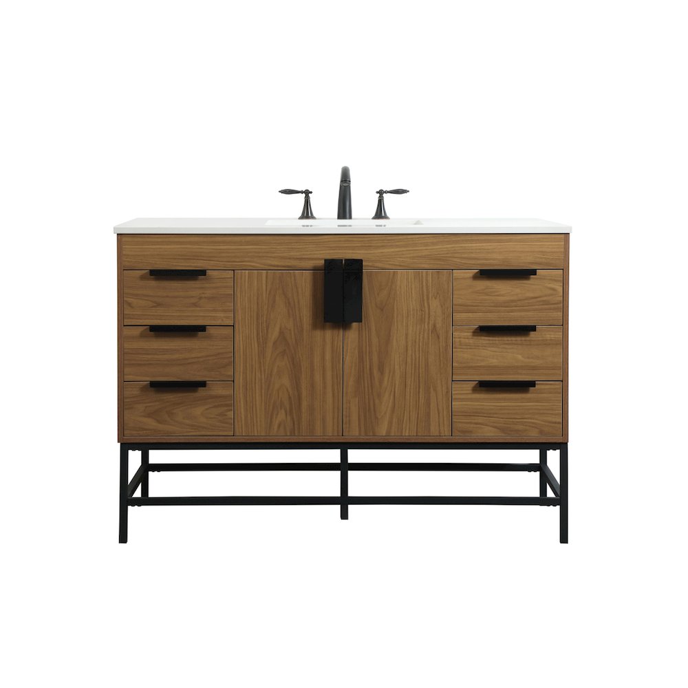 48 inch Single bathroom vanity in walnut brown