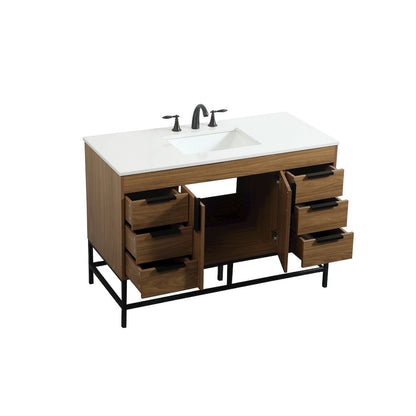 48 inch Single bathroom vanity in walnut brown