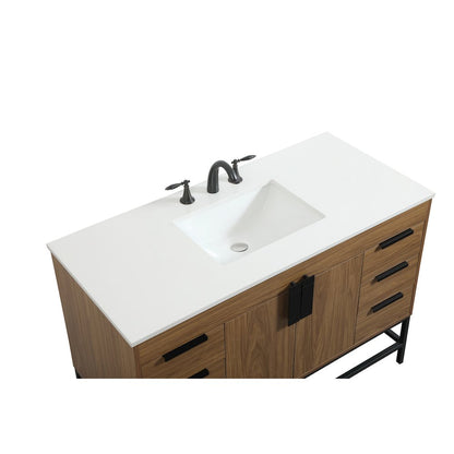 48 inch Single bathroom vanity in walnut brown