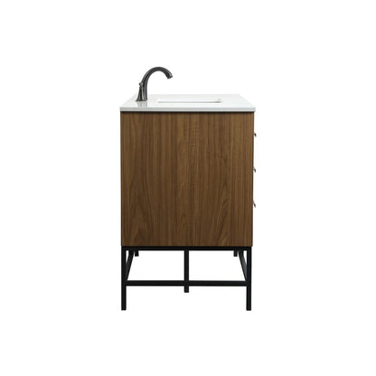 48 inch Single bathroom vanity in walnut brown
