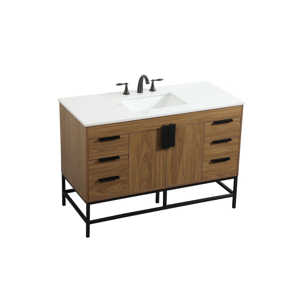 48 inch Single bathroom vanity in walnut brown