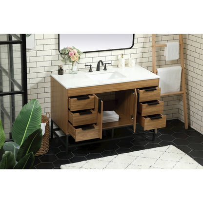 48 inch Single bathroom vanity in walnut brown