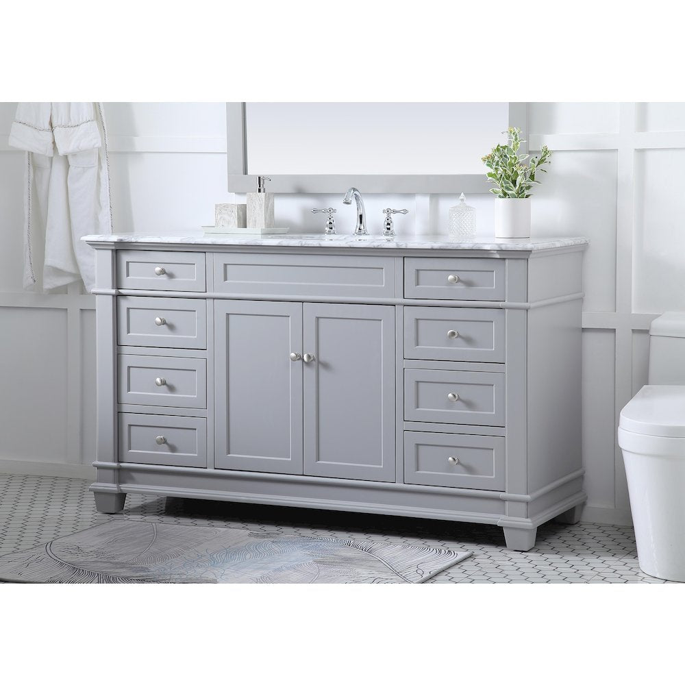 60 inch Single Bathroom Vanity set in Grey