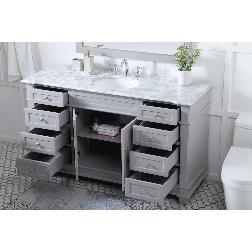 60 inch Single Bathroom Vanity set in Grey