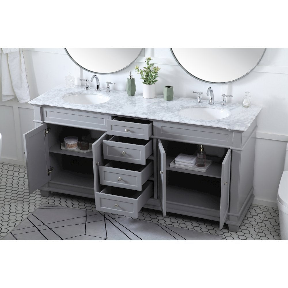 72 inch Double Bathroom Vanity set in Grey